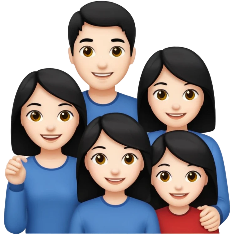 4 people with black hair and white skin emoji