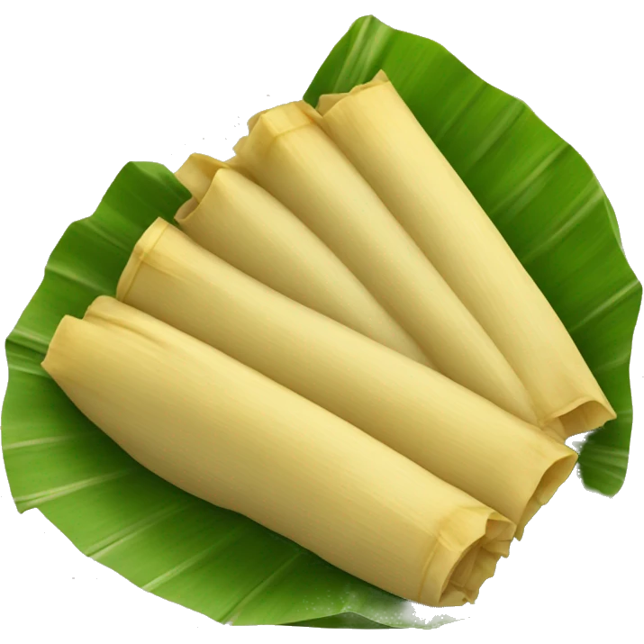  a large circular tamale wrapped in banana leaves emoji