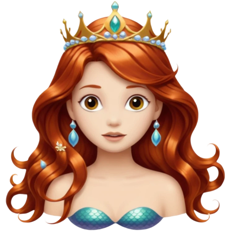 Mermaid with Shell Crown – Long flowing hair, shell tiar emoji