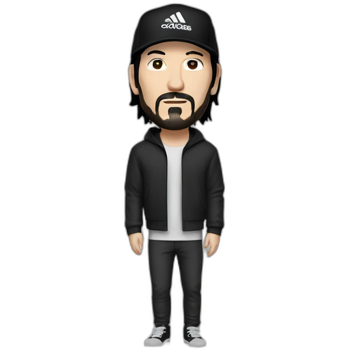 short haired and no mustache keanu reeves with a black addidas cap emoji