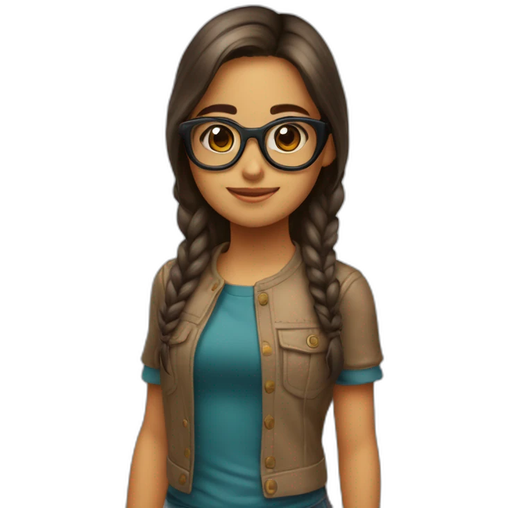 Niña morena con gafas  emoji