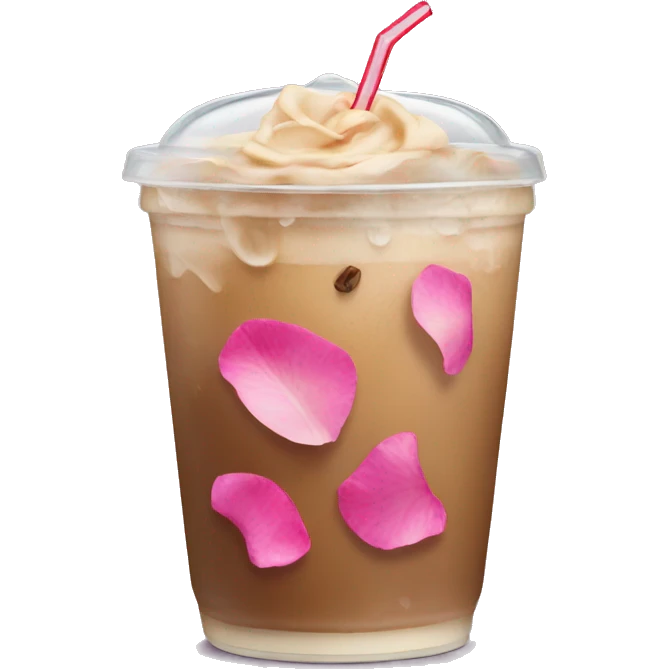 iced coffee with rose petals emoji