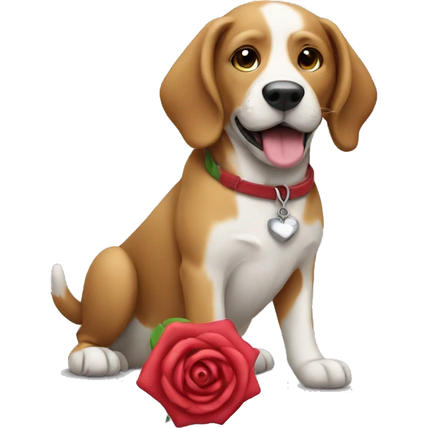 Dog holding a rose toy emoji