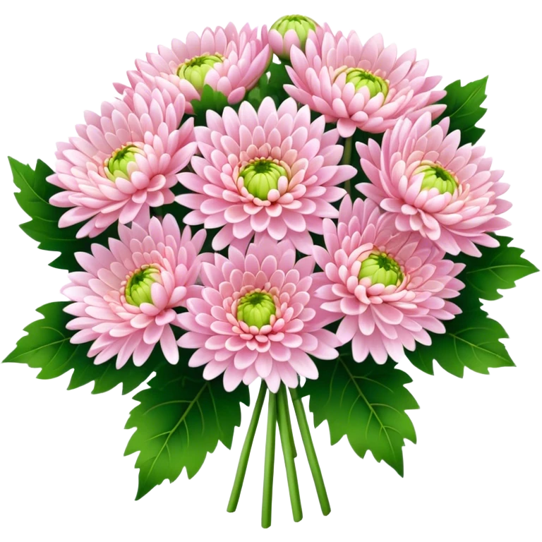 big bouquet Soft Pink Chrysanthemum, luxuriant, leaf, bud emoji