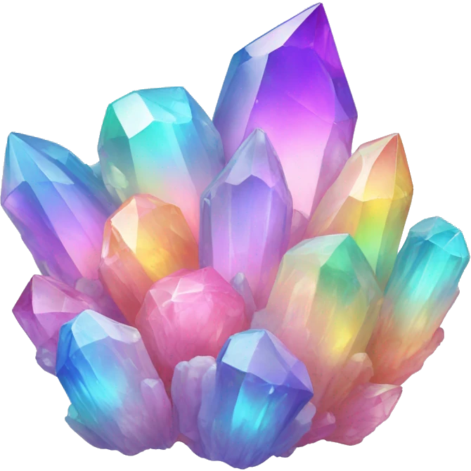One Pastel iridescent rainbow crystal clusters emoji