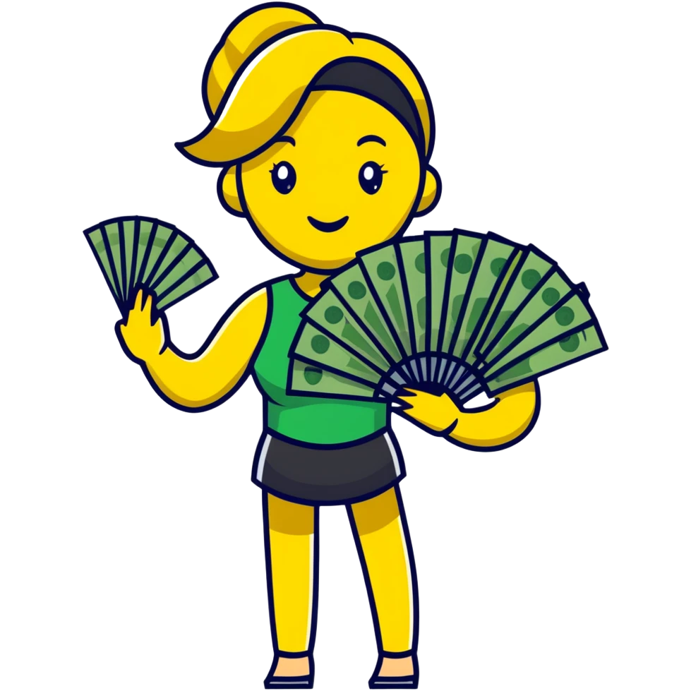 yellow skin woman with money fan emoji