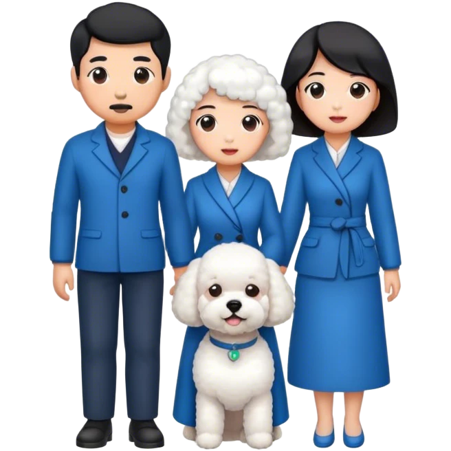 Asian man and woman with a bichon emoji