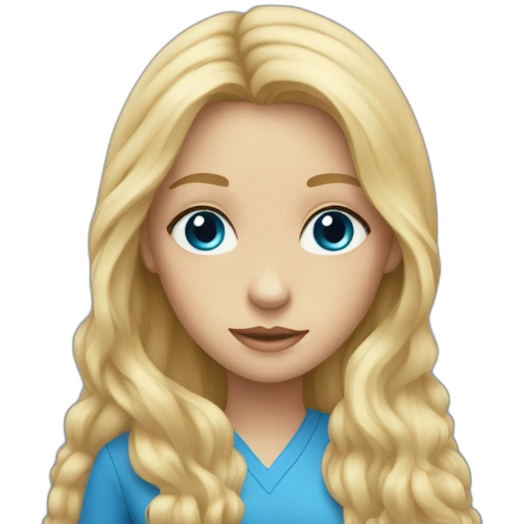 Blonde long haired girl with big blue eyes emoji