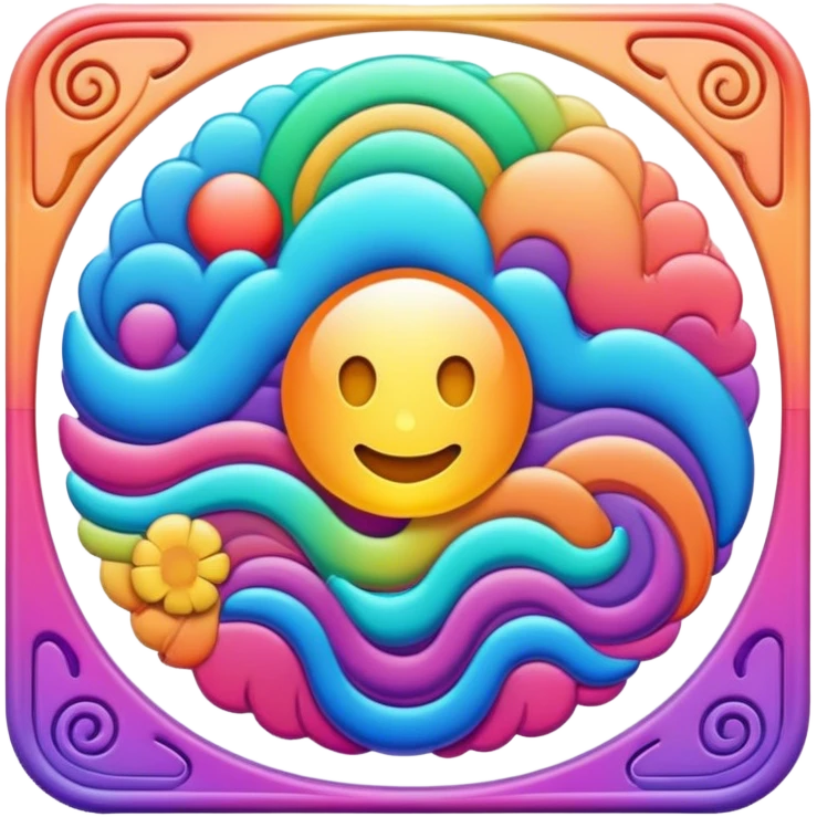 Psychedelic colored Border line emoji