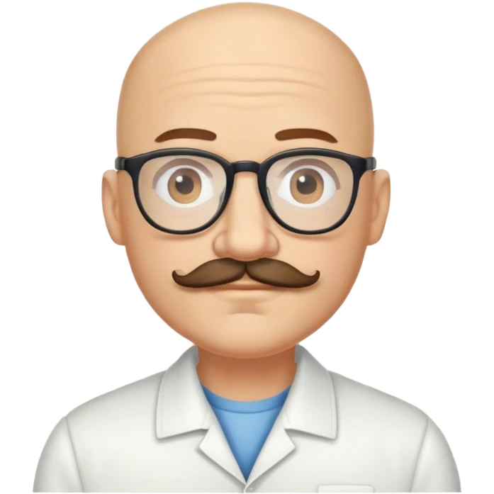 Passionate Bald Man with mustache and eyeglasses good morning emoji