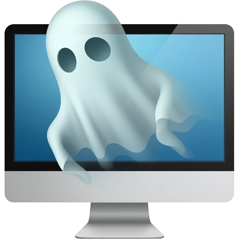 ghost coming out of a computer to the left emoji