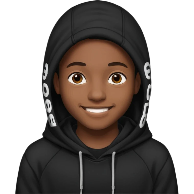 black young adult in a hoodie with care free persona emoji