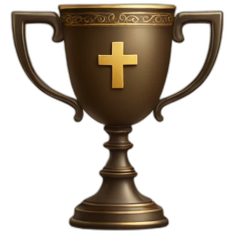 royal empty Christian cup for the winner with a cross emoji