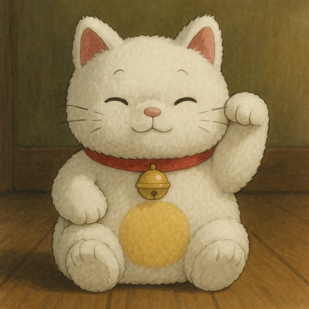 White Chinese lucky cat plushie  emoji