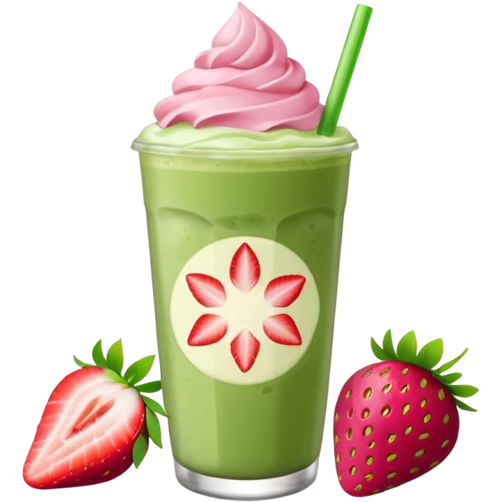 iced matcha latte strawberry  emoji