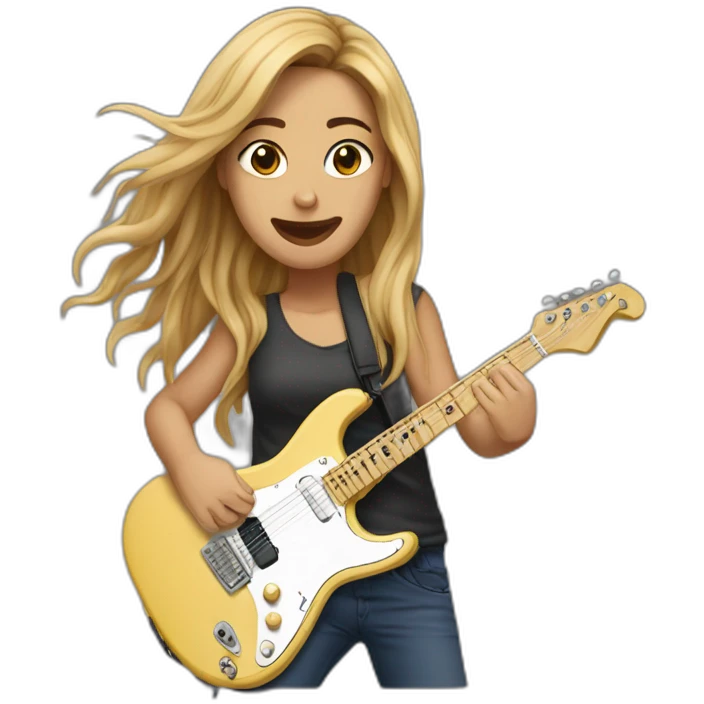 Mariana tocando rock emoji
