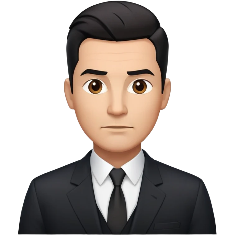Good-looking robust man in his mid-40s with light brown skin tone, short slicked back straight black hair with fade haircut, strong square face, approachable TV host expression, black blazer left open showing white buttoned shirt emoji