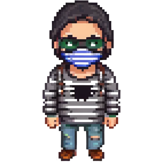 robber with black mask and striped shirt emoji