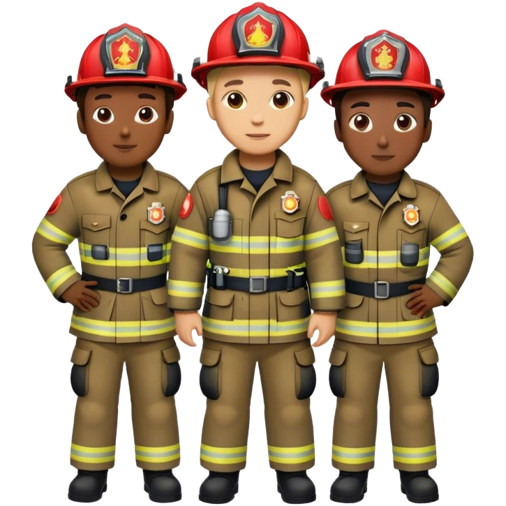 Three fireman standing together  emoji