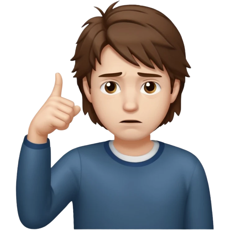 Weak man with disheveled hair pointing to his right emoji