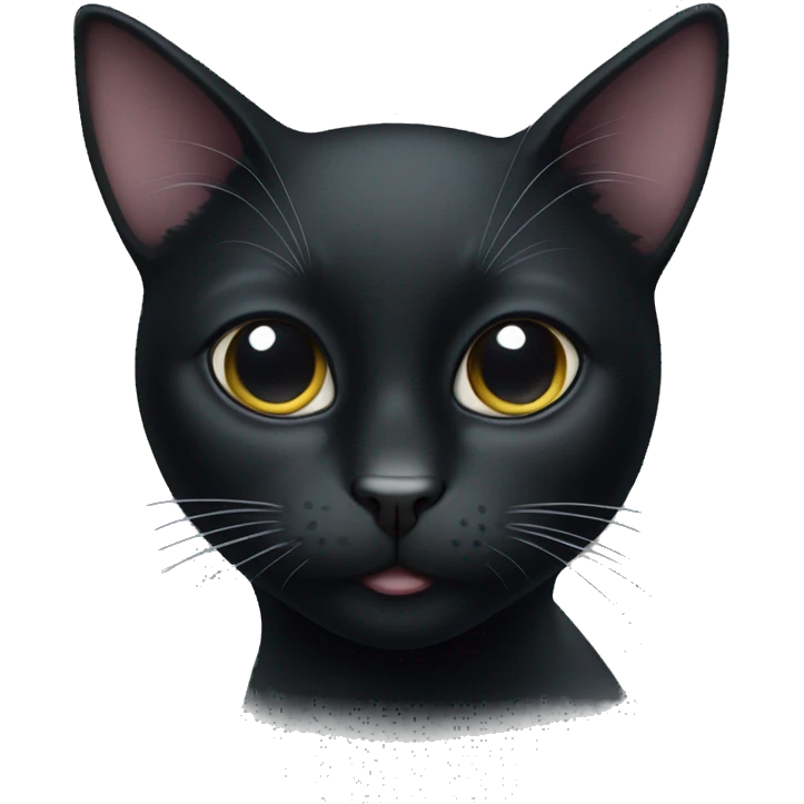 black cat with white spot on month and on the nose  emoji