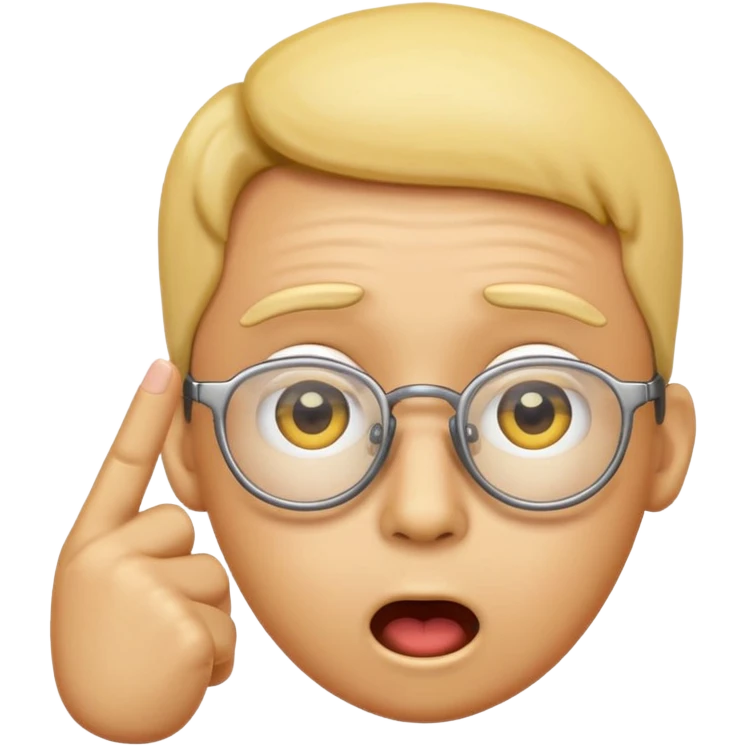 Generate a emoji head base with a shocked expression with a finger pushing the glasses down a little bit emoji