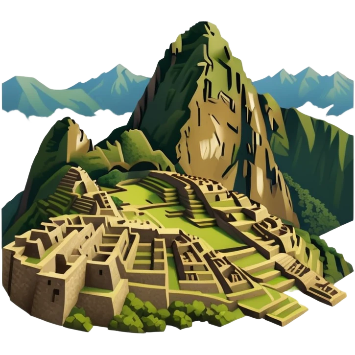 Machu Picchu with subdued earthy tones, not bright emoji