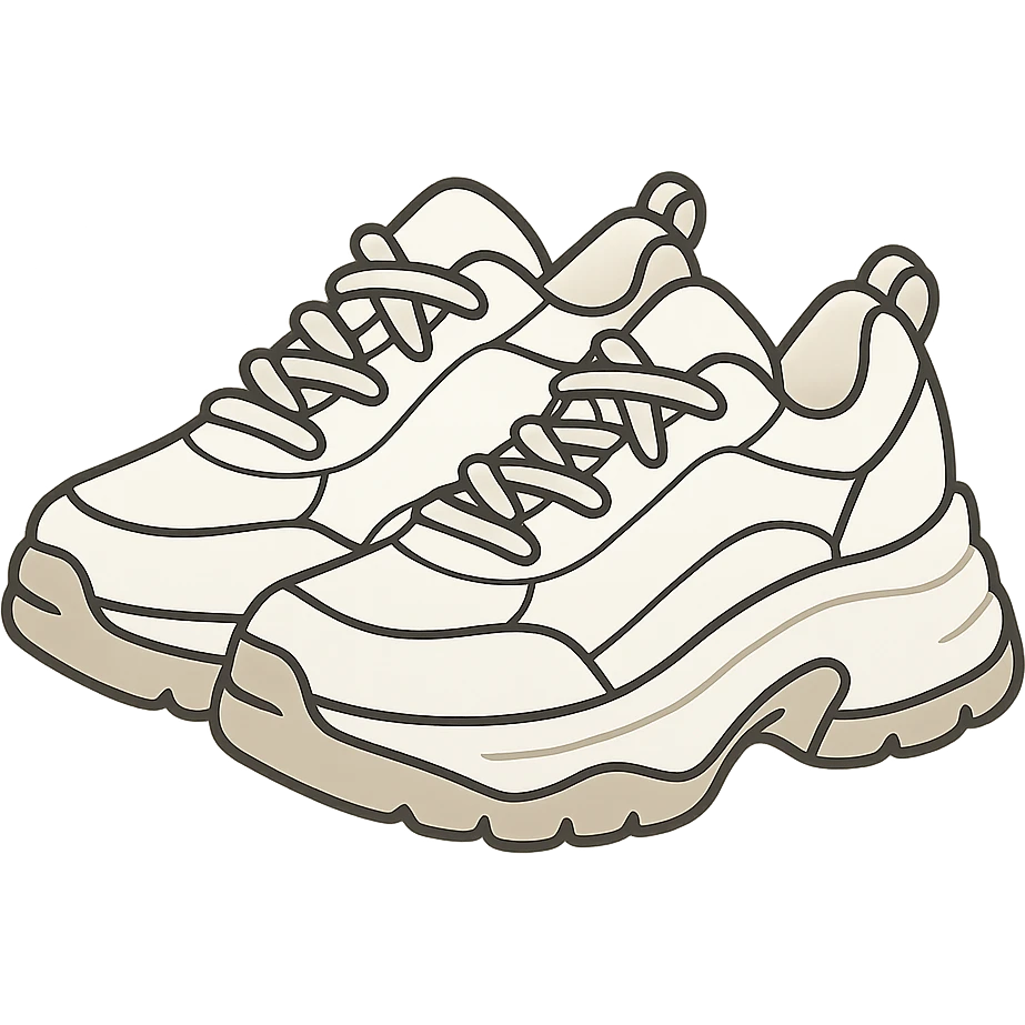 flat toon white chunky women's sneakers emoji