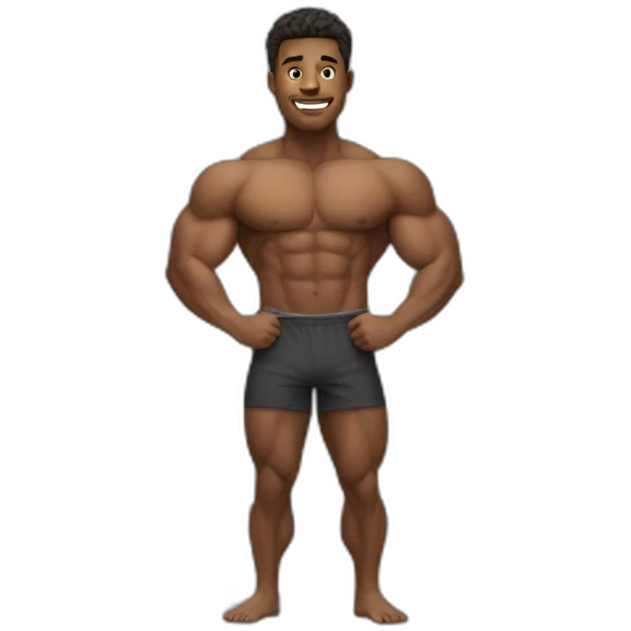 student with sleeper build showing off his muscle emoji