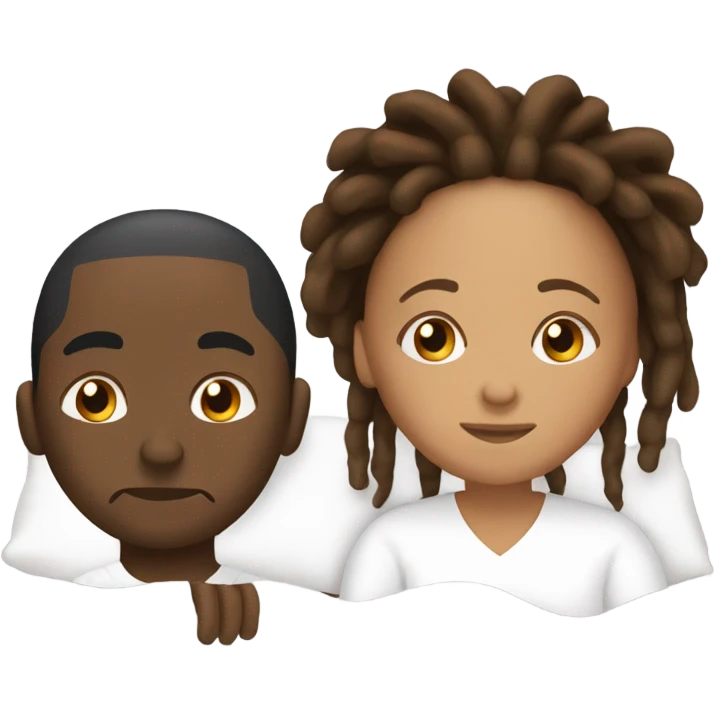 Black men and brown women with dreads laying in bed emoji