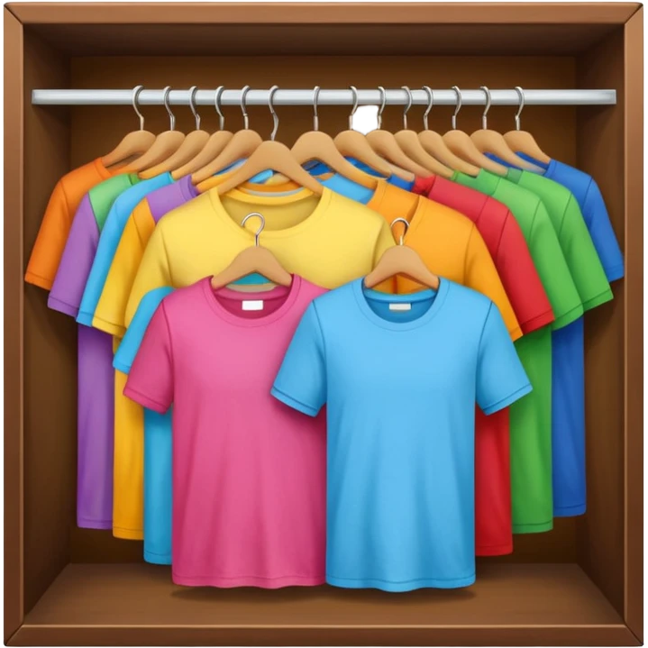 A closet with T-shirts in different colors. emoji