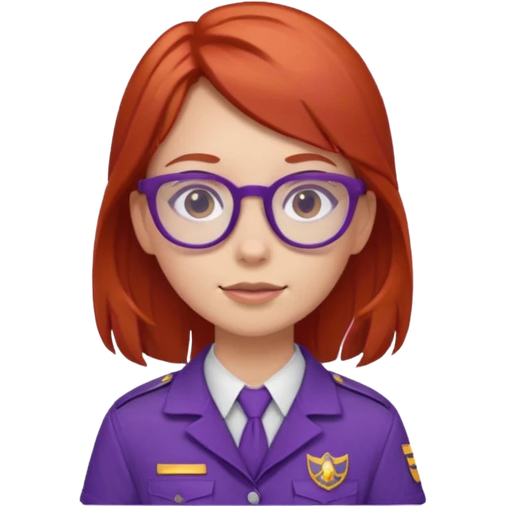 red haired scout kid with purple uniform and glassess girl emoji