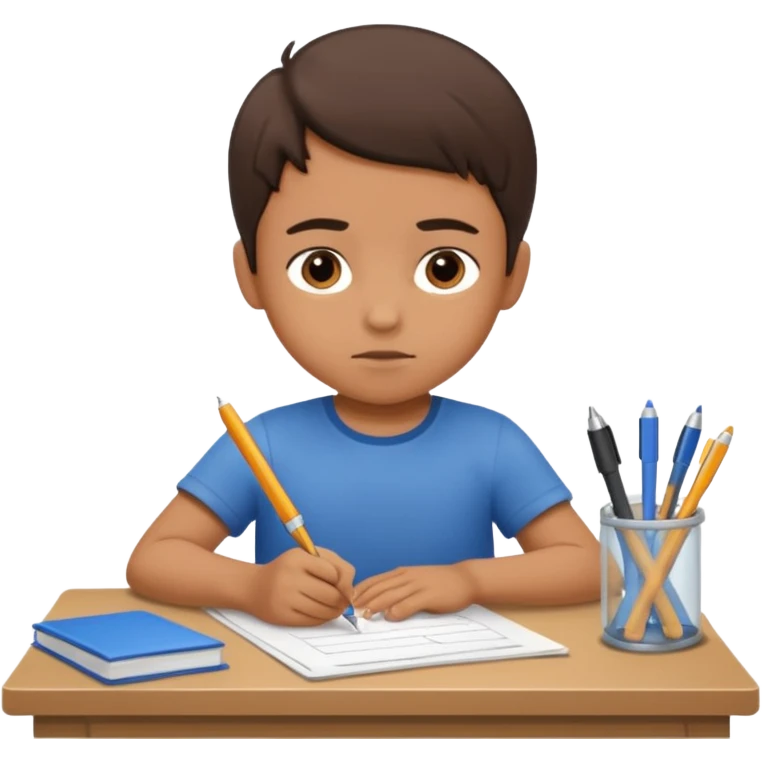 a child working hard ata a desk emoji