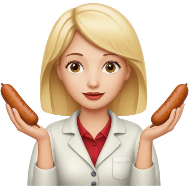 Naked blonde with both hands holding weiner emoji