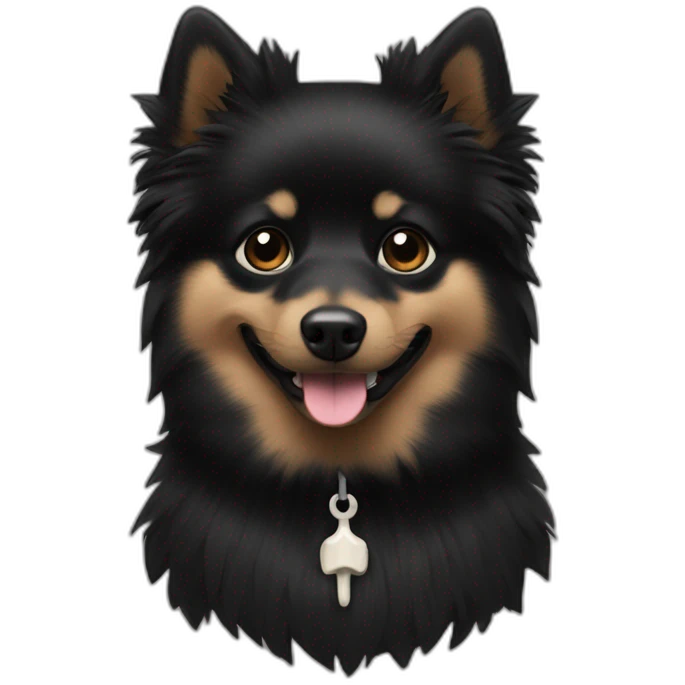 Little black spitz with bones emoji