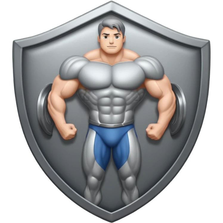 Steel gray shield with muscle icon emoji