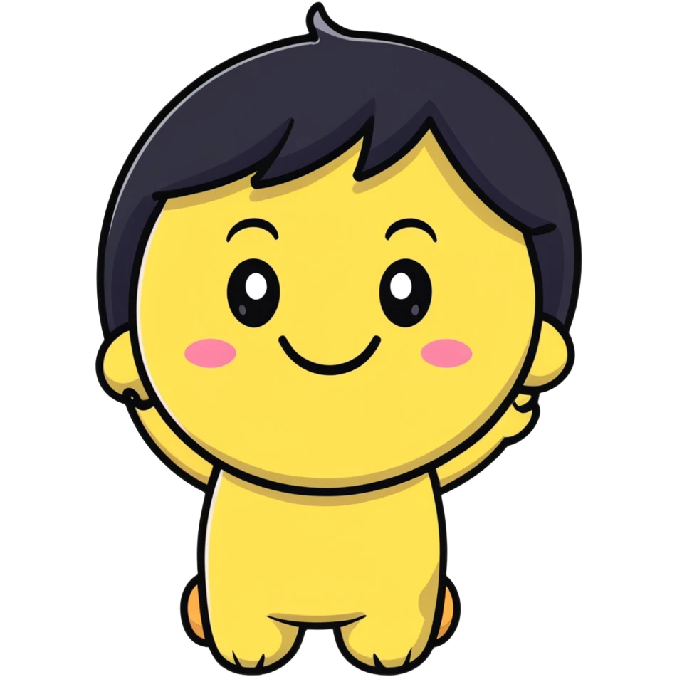 simple embarrassed white smiley with black hair emoji