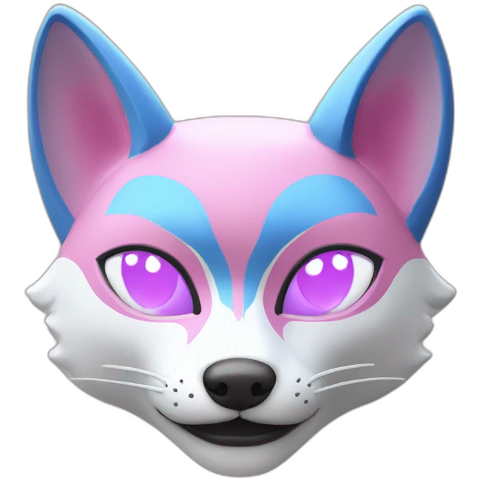 pink half kitsune mask with blue eyes emoji