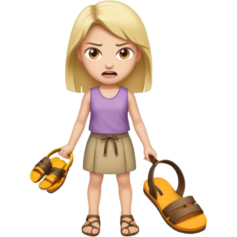 Una chica enojada con una chancla en la mano emoji