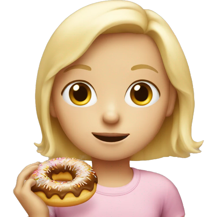 Blond little girl eating a donut  emoji