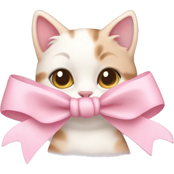 A pastel Pink cat 🐱 with a bow 🎀 emoji