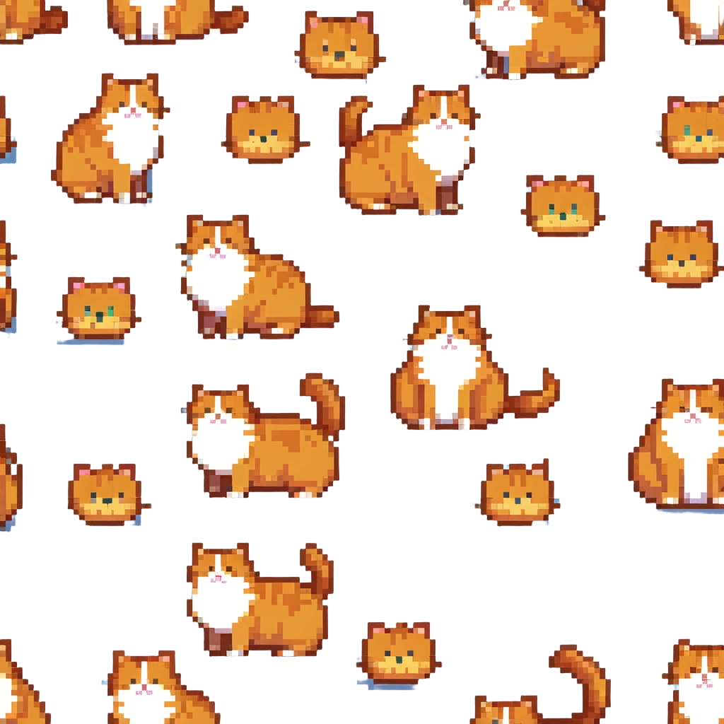 round chubby orange cat, entire body emoji