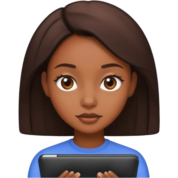 Black girl with a sleek presse emoji