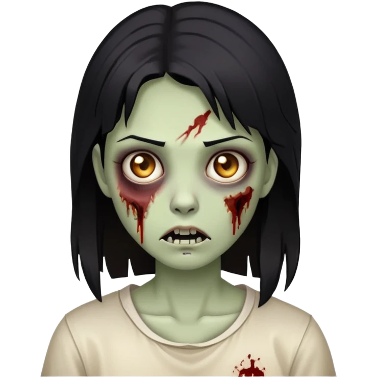 Faça uma garota zumbi de cabelo preto com luzes castanho claro emoji