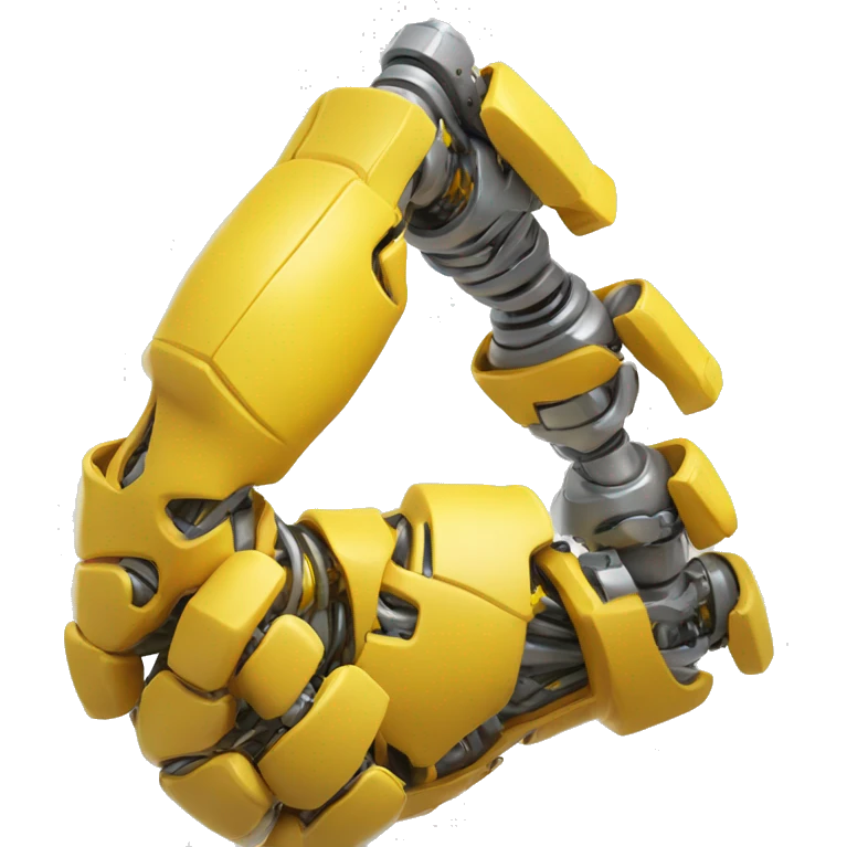 Flexing yellow mechanical cyborg bicep with shocks attached to arm emoji