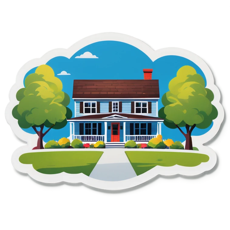 A man looks at two opposite houses with nice front yards emoji