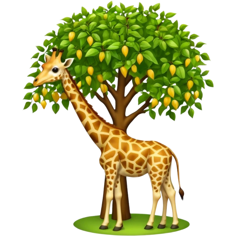 giraffe eating leaves from a tree emoji