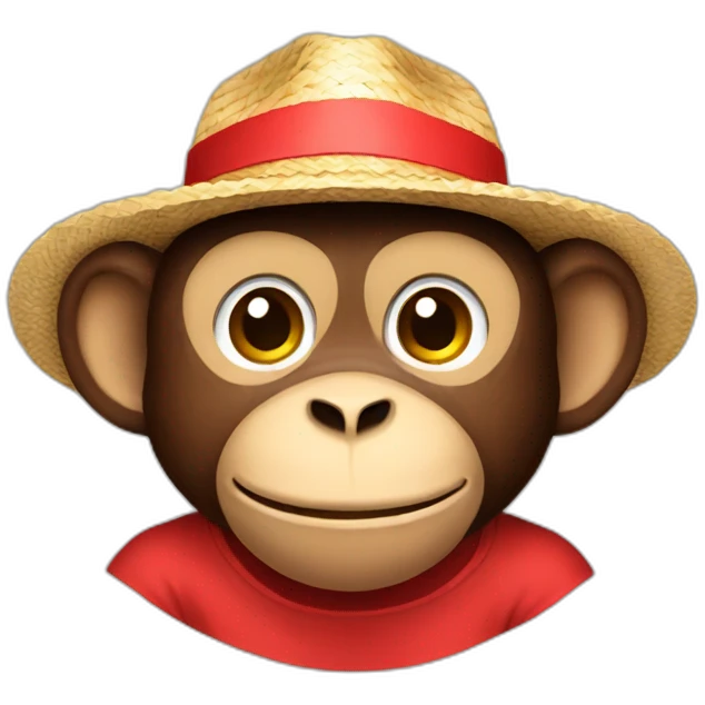 monkey with red t shirt and straw hat emoji