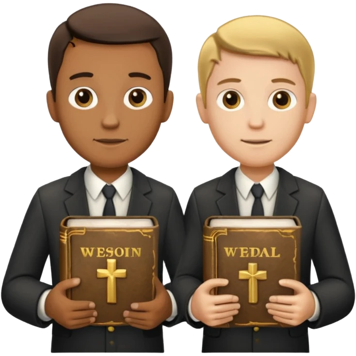 two missionaries with a bible emoji