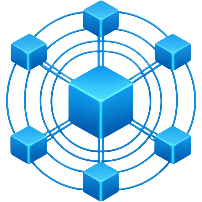 network in a circle form with boxes at intersection points emoji